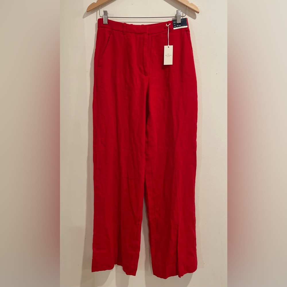 A&F Curve Love Sloane Tailored Wide Leg Linen Blend Pant